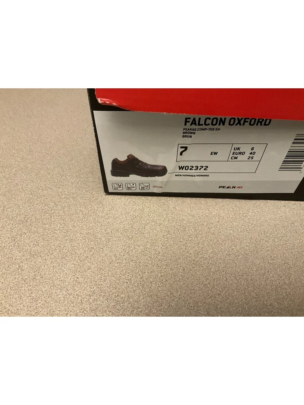 New! Mens Wolverine Falcon Oxford Composite Toe PeakAG Work Shoes. Size 7EW.